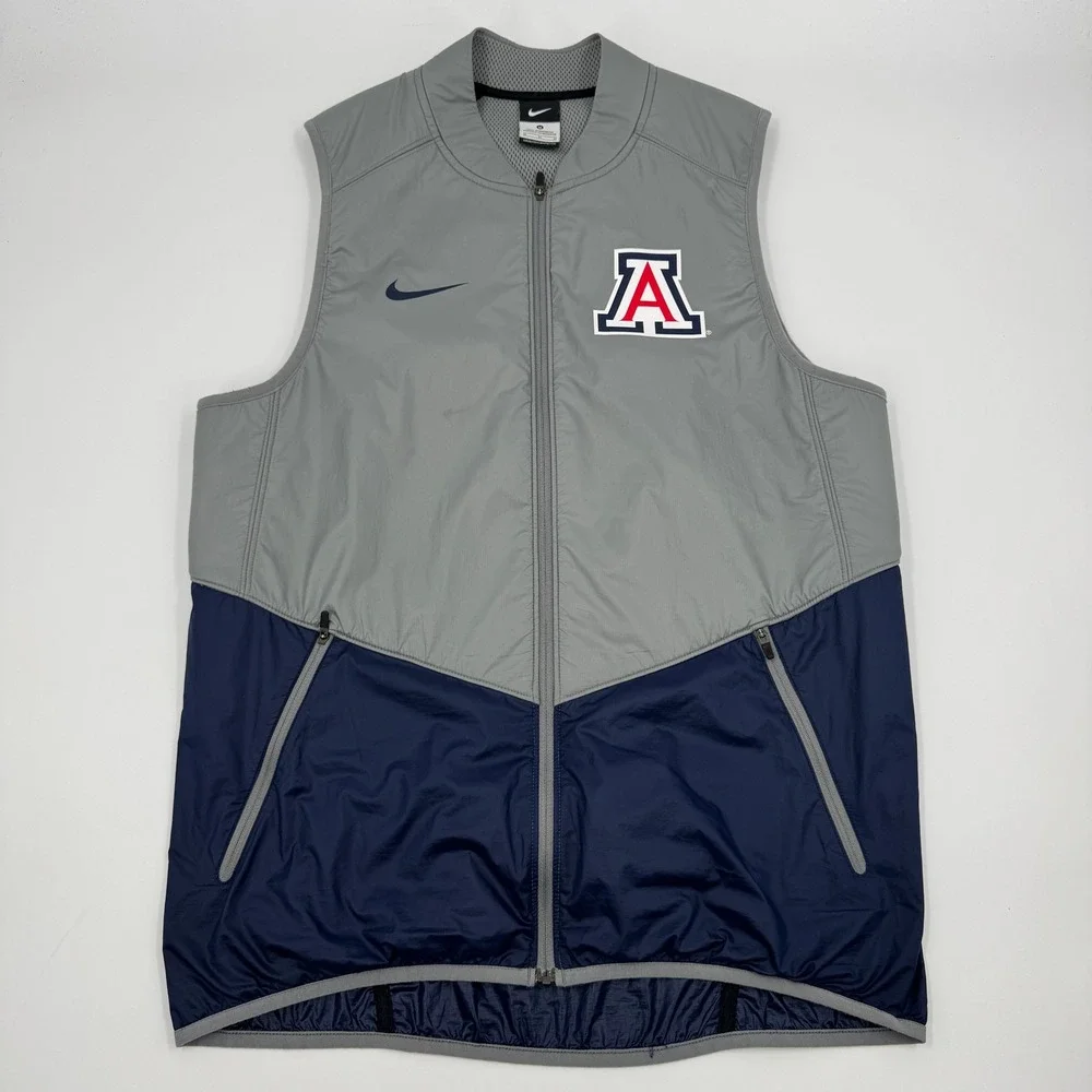 Nike Arizona Wildcats Mens Elite Basketball Full Zip Vest Grey Navy‎ Blue Medium